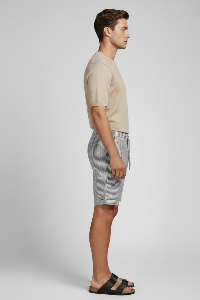 Bermuda Masculina de Linho - Listrada