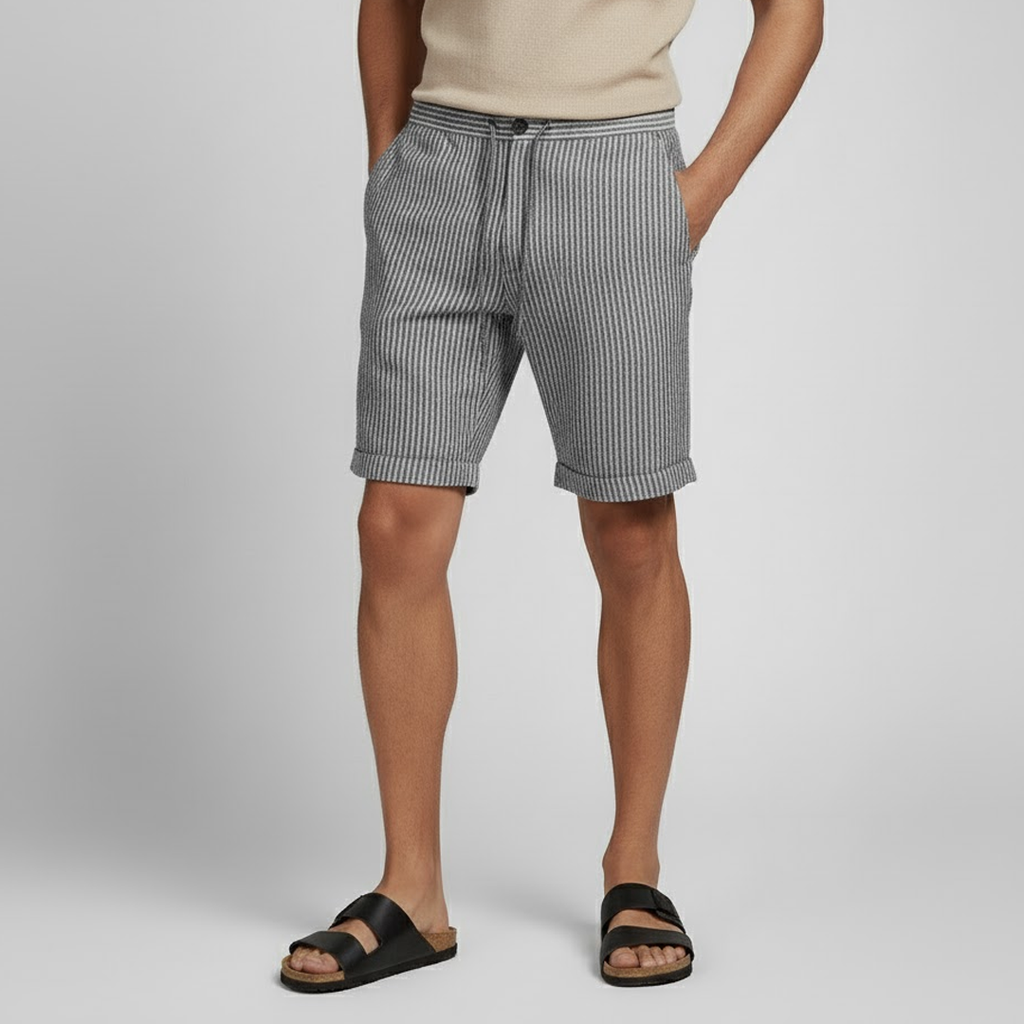 Bermuda Masculina de Linho - Listrada